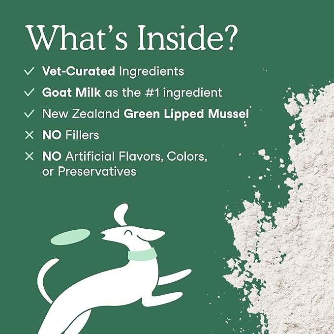 Fera Pets Goat Milk - Cat & Dog Hip and Joint Support with Glucosamine, MSM & Green Lipped Mussel - Supports Flexibility, Mobility & Bone Health - for Picky Eaters - 60 TSP-PawvioPets