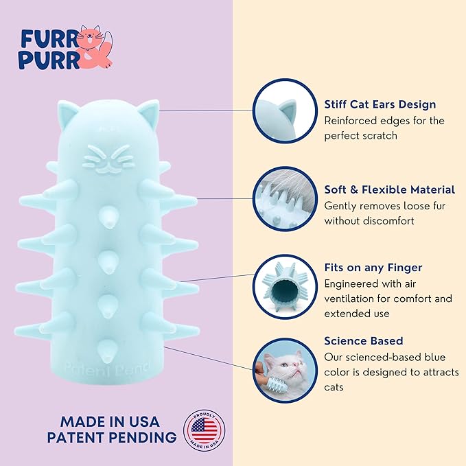 Furr&Purr Cat Brush Set for Indoor Cats - Grooming Tools: Face Scratcher, Calming Massager, and Scratching Pad (2-Pack, Made in the USA)-PawvioPets