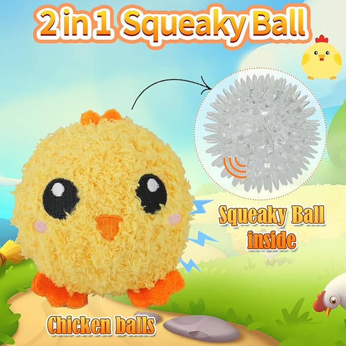 DKING 3Pack Squeaky Dog Balls,2 in1 Funny Puppy Ball Toys,Birthday Dog Toy for Small Medium Dogs (Farm Ball)-PawvioPets