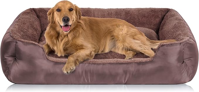 Dog Beds for Large Dogs, Breathable Dog Bed with Durable Fabric, Rectangle Washable Pet Bed, Warming Pet Bolster Couch-PawvioPets
