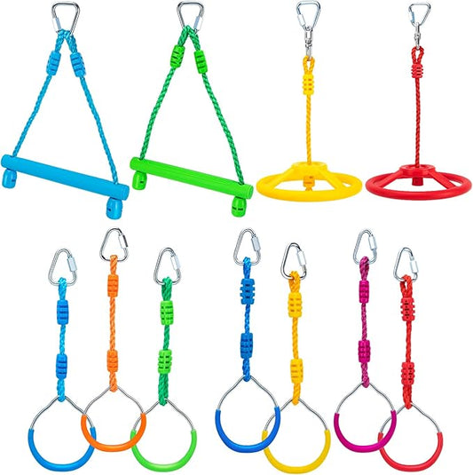 Ninja Obstacle Course Attachments - 7 Course Rings, 2 Monkey Bars, 2 Warrior Wheels, Outdoor Training Set-PawvioPets