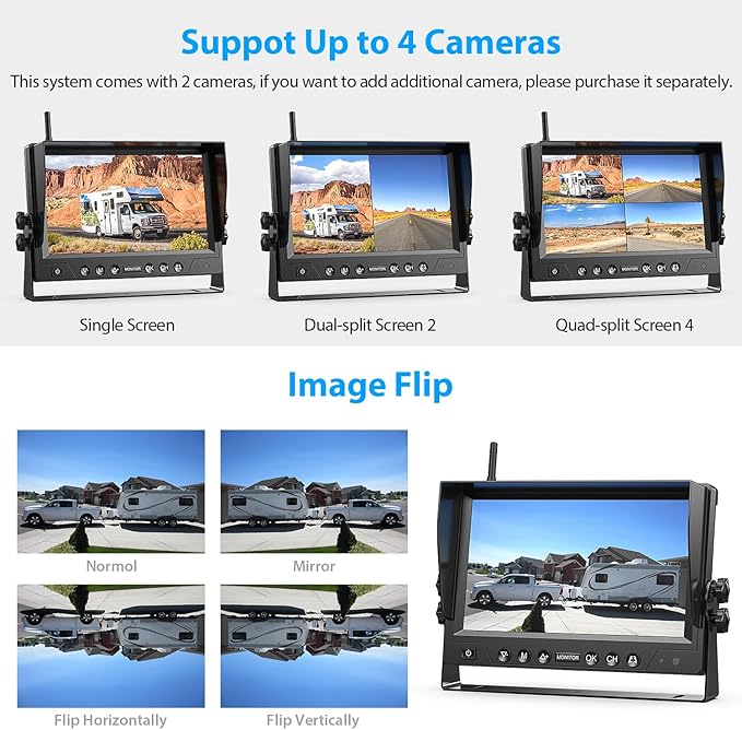 2 Magnetic Solar Wireless Backup Camera HD 1080P 9" DVR Monitor, Solar Rechargeable RV Backup Cameras Wireless System for Hitching Gooseneck Horse Trailer Fifth Wheels RVs Trucks BL902-PawvioPets