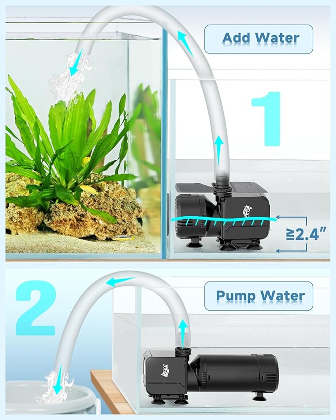 AQQA Dual-Use Aquarium Filter,Fish Tank Filter + Small Water Pump,Filtration,Wave-Making,Dissolved Oxygen,Water Circulation,Water Changes,Fountains Multifunctional Pump,Saltwater Freshwater (18W)-PawvioPets