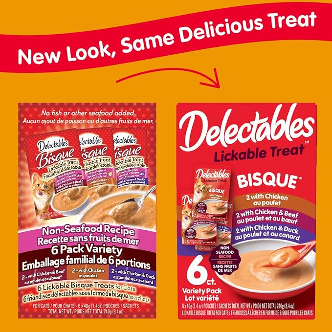 Delectables Bisque Non-Seafood Lickable Cat Treats Variety Pack, 6 Count (Pack of 6)-PawvioPets