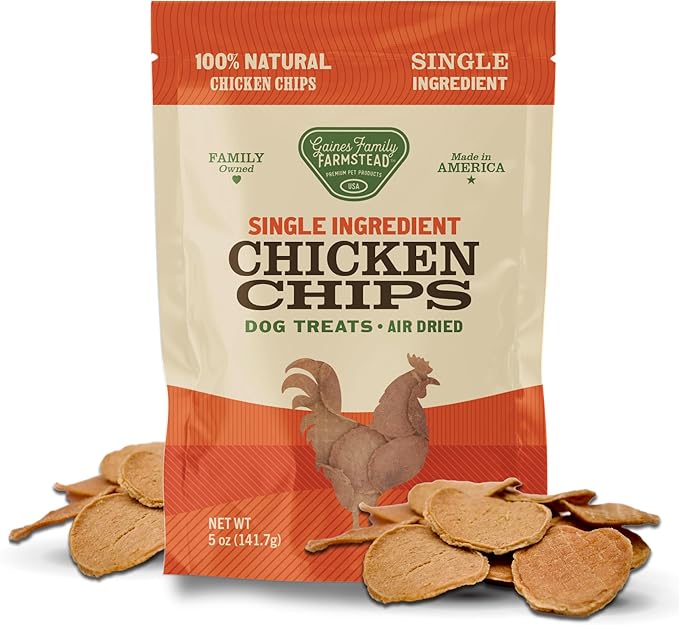 Gaines Family Farmstead Chicken Chips for Dogs – 6 oz Natural, High-Protein Dog Treats, Rawhide-Free Chews, Single Ingredient, Grain-Free, Made in USA-PawvioPets
