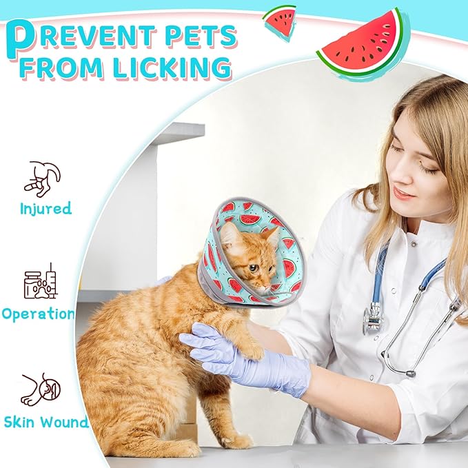 Cat Cone Collar Soft to Stop Licking, Adjustable, Foldable Lightweight Kitten Cones After Surgery Recovery for Cats & Kittens, Cat Cone Alternative (Blue, L)-PawvioPets