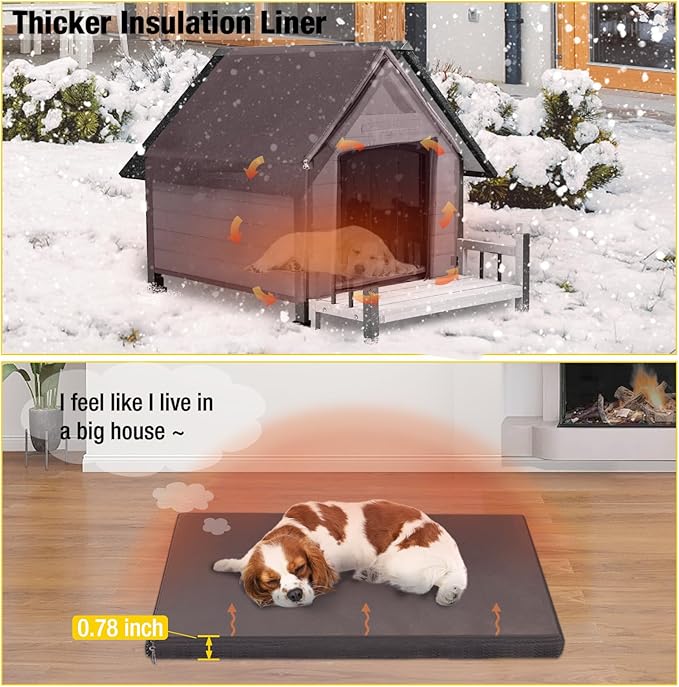 Aivituvin Dog House Outdoor With Metal Frame, Insulated Dog Kennel Outside for Small To Medium Breed, 45" Weatherproof Large Dog Shelter with Anti-Chewing Iron Frame, White (45" D x 32.9" W x 32.6" H)-PawvioPets