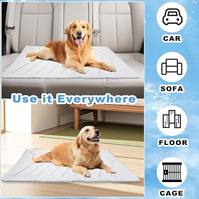 Dog Cooling Mat for Large Dogs 40 x 28''Self Coolings Foldable Cooling Pad,Q-MAX>0.5 Washable Ice Cool Fabric-Cool on Contact，Easy Washable Pet Pad for Kennel Sofa Floor Car Seats in Summer-PawvioPets