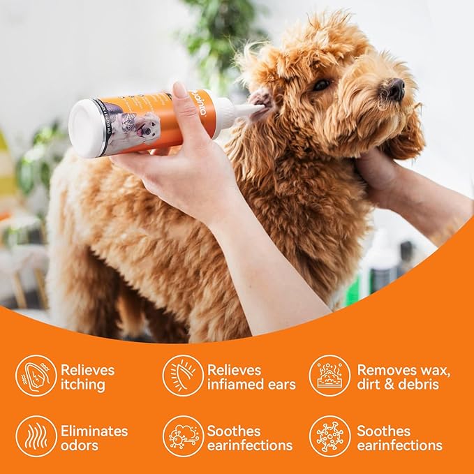 Ear Cleaner for Dog & Cats, Dog Ear Drop and Infection Treatment, Dog Ear Cleaning Solution- Cleaning,Soothing, and Deodorizing Itchy Ears - 8oz-PawvioPets