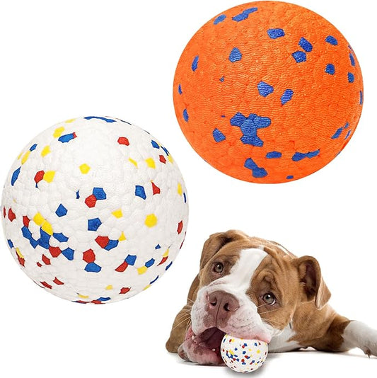 Dog Balls for Aggressive Chewers, Indestructible Bouncy Floating Balls for Training Dog Catch and Fetch, Sturdy Solid Tennis Ball Toys for Large Medium Small Dogs - 2.75in - Orang&White - 2pcs-PawvioPets