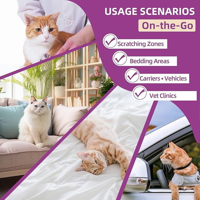 Cat Calming Pheromone Spray Kit Feline Calm Pheromones Vet Recommended Drug-Free Anxiety Relief for Multi-Cat Homes,Stops Scratching & Urine Marking,60-Day Supply | Drug-Free (2 * 60 mL)-PawvioPets