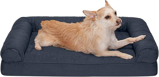 Furhaven Orthopedic Dog Bed for Medium/Small Dogs w/ Removable Bolsters & Washable Cover, For Dogs Up to 35 lbs - Quilted Sofa - Iron Gray, Medium-PawvioPets