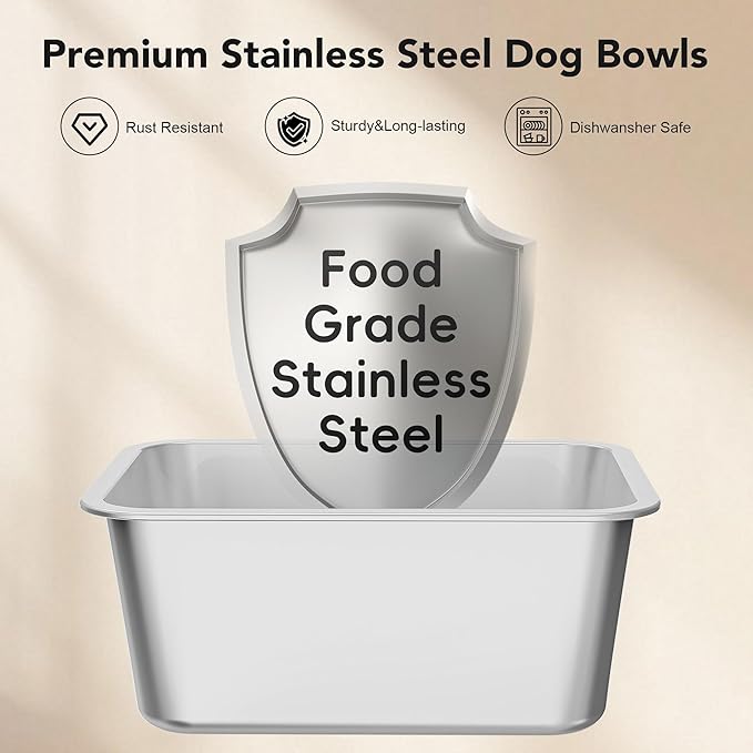 Decflow 10L Stainless Steel Dog Water Bowl, No Spill Anti-Splash Dog Bowls with XXL Silicone Mat, Spill-Proof Slow Feeder for Messy Drinkers, Heavy Duty Pet Bowls for Indoor/Outdoor Use Blue-PawvioPets