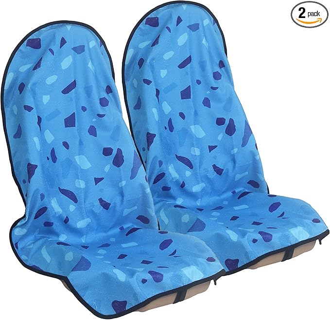 Car Seat Cover Protector Front Seats,for Gym Workout,Running,Swimming,Beach and Hiking,Waterproof Sweat Towel Bucket Seat Covers for Cars SUV Trucks (Blue Marbling, 2Pcs)-PawvioPets