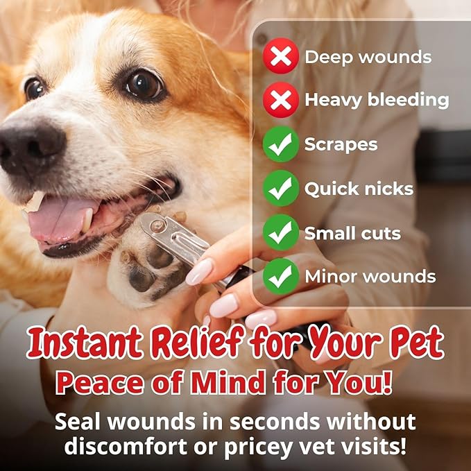 Dog Wound Care Gel – Styptic Powder Alternative for Dogs & Cats | Quick Stop Bleeding for Cuts, Nails & Scrapes | Liquid Bandage First Aid for Pets and Animals | Seal It® 15ml | Made in USA-PawvioPets
