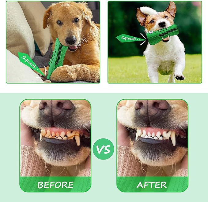 Dog Toys for Aggressive Chewers Large Medium Breed, Indestructible Dog Toothbrush Chew Toys, Squeaky Interactive Tough Extremely Durable, Dogs Toys to Keep Them Busy-PawvioPets