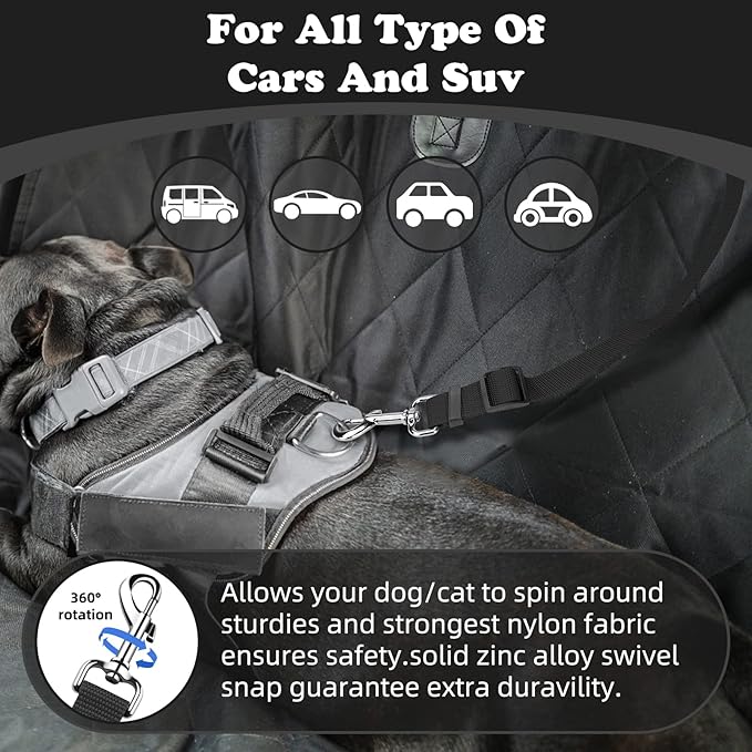 BWOGUE Pet Dog Cat Seat Belts, Car Headrest Restraint Adjustable Safety Leads Vehicle Seatbelt Harness (1 Pack)-PawvioPets