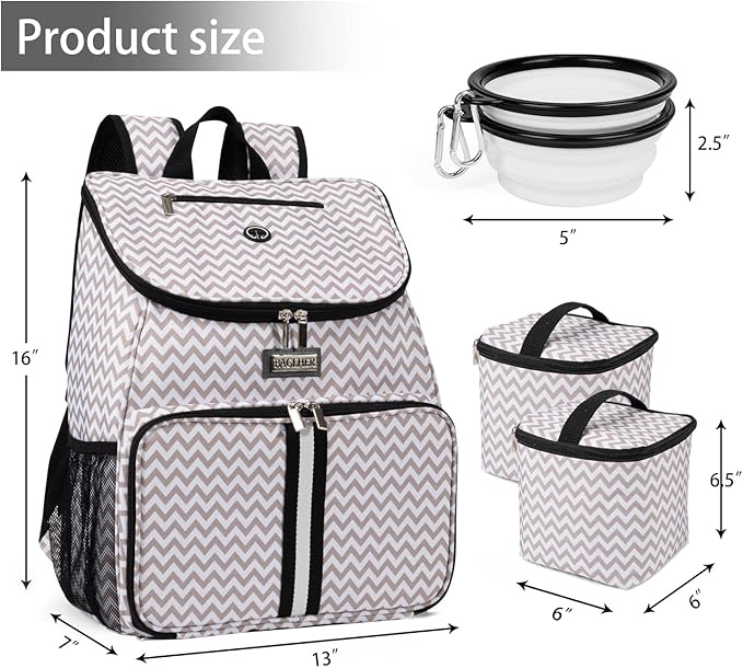 BAGLHER丨Dog Travel Bag, Airline Approved Pet Supplies Backpack, Dog Travel Backpack with 2 Silicone Collapsible Bowls and 2 Food Baskets-PawvioPets