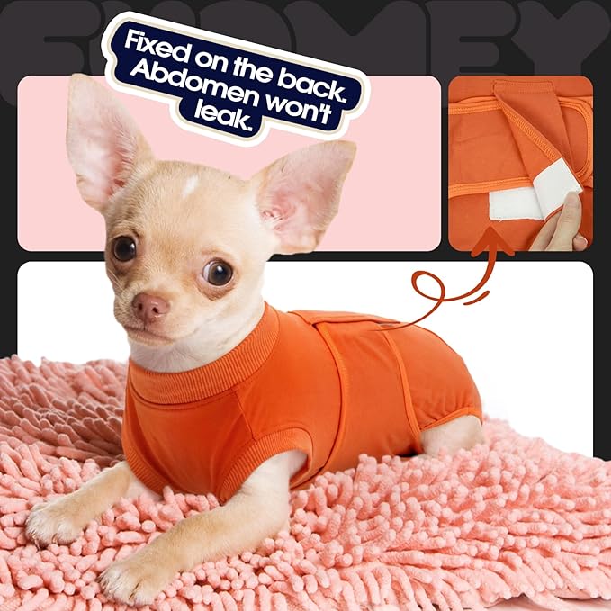 FUAMEY Dog Recovery Suit Male,Dogs Surgery Neuter Suits Puppy Spay Shirts for Female Protect Dog's Skin Anti Licking Abdominal Wounds Doggie Onesie Pet Bodysuit Alternative to Cone Orange XL-PawvioPets