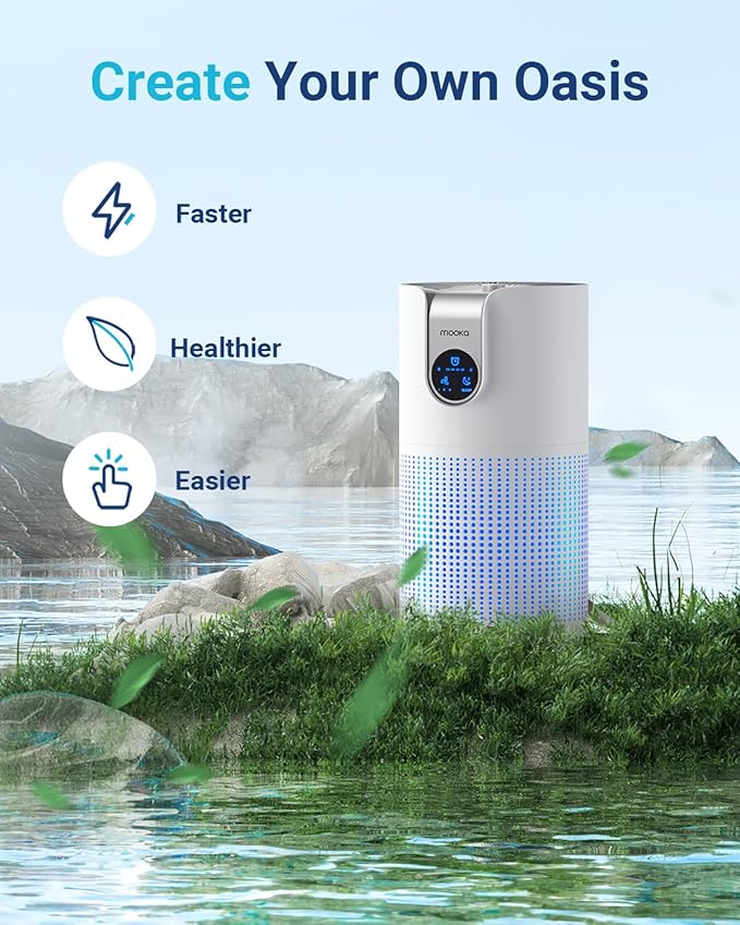 Air Purifiers for Home Large Room Up to 1500ft² with Aromatherapy, MOOKA HEPA Air Purifier for Bedroom Pets Kitchen, Air Filter Cleaner for Wildfire Smoke Pollen Dust Dander Odor, 15dB, M03-PawvioPets