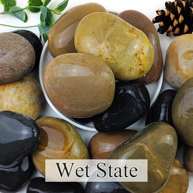 40lbs Natural River Rocks, 3"-4" Premium Pebbles for Garden and Landscape Design, Hand-Picked Smooth Stones for Fish Tank, Flower Pots, Indoor Water Fountains, Pathways, Backyard-PawvioPets