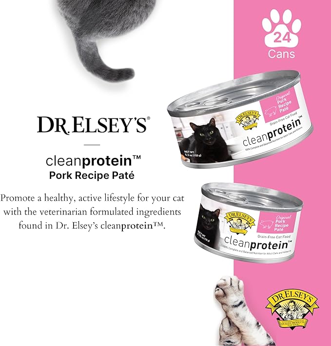 Dr. Elsey's cleanprotein Original Pork Recipe Wet Cat Food, (Pack of 24), 5.3oz Cans-PawvioPets