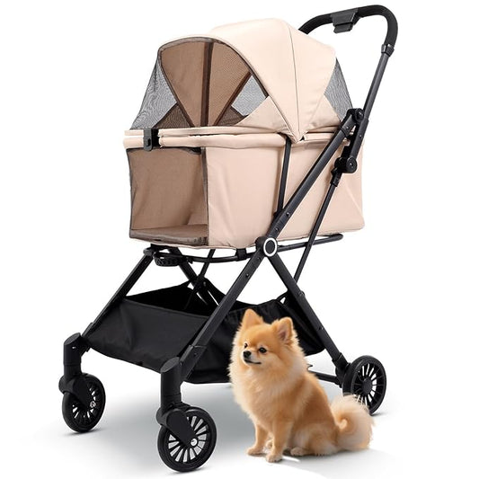 Foldable Dog Stroller - Lightweight Pet Stroller with One-Step Folding, No Assembly Required for Walking, Travel & Shopping, Perfect for Small Dogs, Senior Pets & Cats-PawvioPets