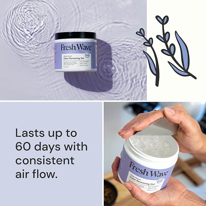 Fresh Wave Lavender Odor Removing Gel, 15 oz. | Odor Absorbers for Home | Safer Odor Relief | Natural Plant-Based Odor Eliminator | Every 15 oz. Lasts 30-60 Days | for Cooking, Trash & Pets-PawvioPets