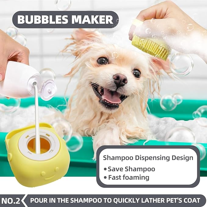 6-in-1 Grey Pet Grooming Kit: Hair Brush, Towel, Washing Gloves, Slicker Brush, and Shampoo Scrubber for Dogs and Cats-PawvioPets