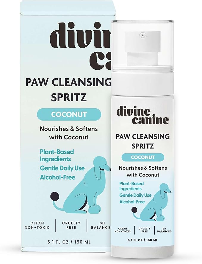 Dog Paw Cleaner - 5.1 Fl Oz of Alcohol Free Paw Cleansing Spray - Made with Coconut, Aloe, Copaiba Oil, and Lemongrass Oil to Nourish and Clean Paws - Made in The USA-PawvioPets