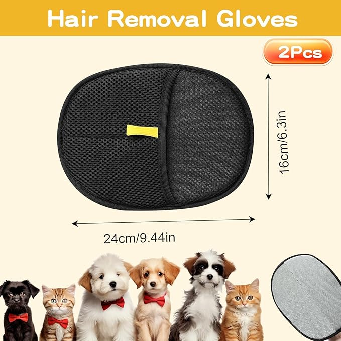 3Pcs Pet Hair Removal Glove for Cats & Dogs, Upgrade Efficient Grooming Gloves for Pet Hair, Cat Grooming Gloves for Hair Removal，Reusable Cat & Dog Hair Remover for Couch, Furniture-PawvioPets