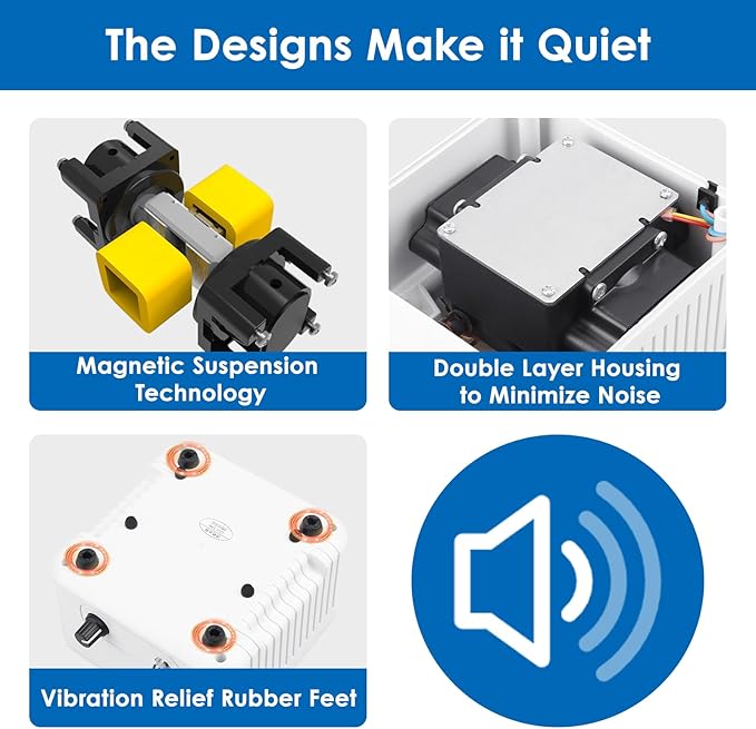 AquaMiracle All-in-One Koi Pond Aerator for Outdoor Ponds up to 3000 Gallons, Pond Air Pump Pond Aeration System with 4-Outlet Manifold Airline Tubing Air Stones Check Valves-PawvioPets