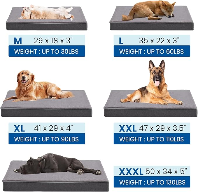 Cooling Dog Beds for Large Dogs, Orthopedic Memory Foam Dog Bed, Large Pet Beds with Washable Cover, Ideal for Arthritic Dogs Up to 65Lbs-PawvioPets