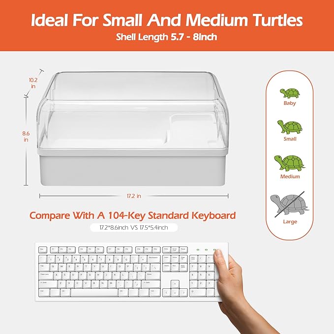 AZV Turtle Tank Habitat Kit,Complete Aquatic Tortoise Starter Enclosure with Filter,Basking Platform with Hideout,Multi-Function Area,Drainage,Plants and Lamps,Perfect for Red Eared Slider Aquarium-PawvioPets