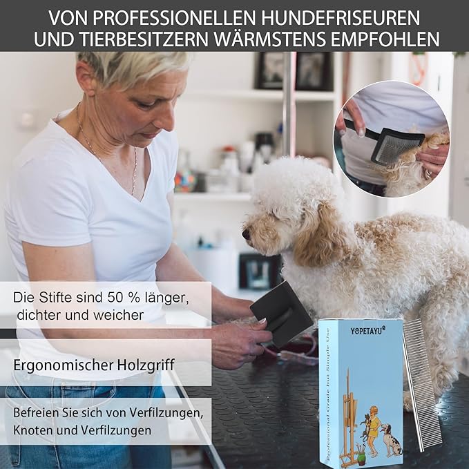 Dog Slicker Brush for Shedding and Grooming Medium or Long Haired Cats, Extra Long & Soft Pin Slicker Brush for Removes Loose Hair, Tangles, Knots, Undercoat, Free Pet Comb, Large Black-PawvioPets