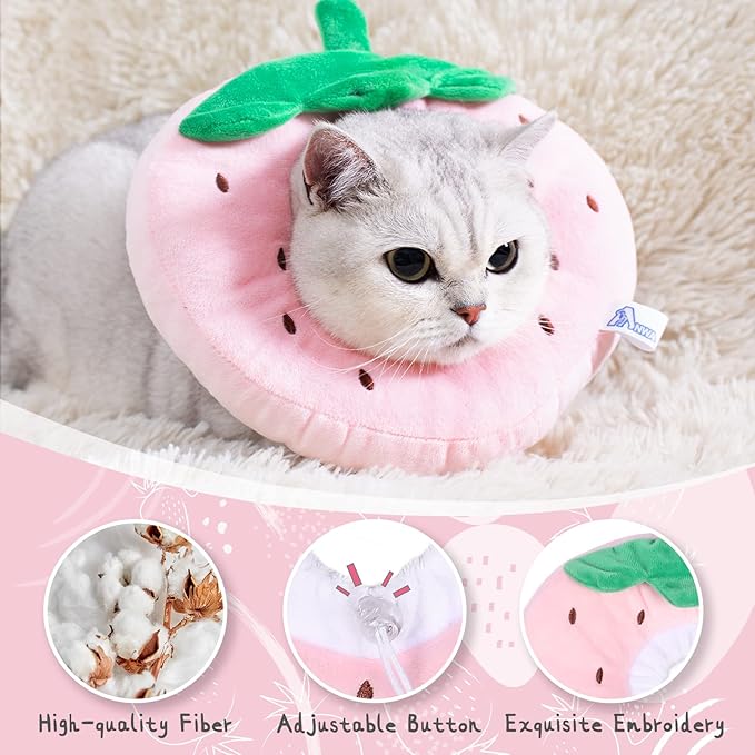 ANWA Adjustable Cat Cone Collar Soft, Cute Cat Donut Collar After Surgery, Kitten Recovery Cones to Stop Licking-PawvioPets