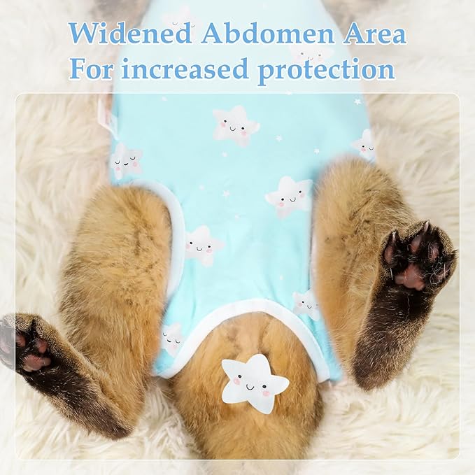ANWA 2 Pack Cat Recovery Suit - Breathable Cat Onesie for Cats After Surgery Female, Kitten Surgery Recovery Suit Female Abdominal Wounds-PawvioPets