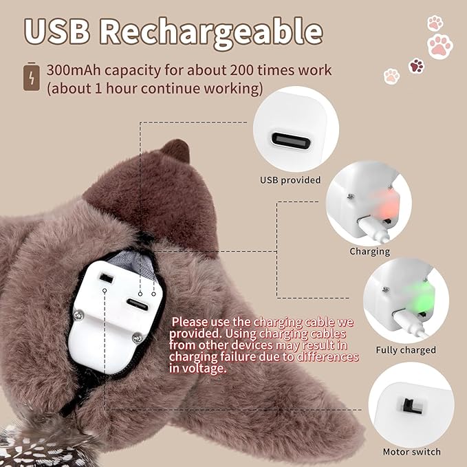 2 PCS Cat Toys, Flapping Bird Cat Toy(No Flying), Interactive Catnip Toy with Catnip Bags, Chirping Noise Moving Wings Dog Cat Kitten Toys, Flappy Flying Pets Toy for Indoor(Brown&Gray Sparrow)-PawvioPets