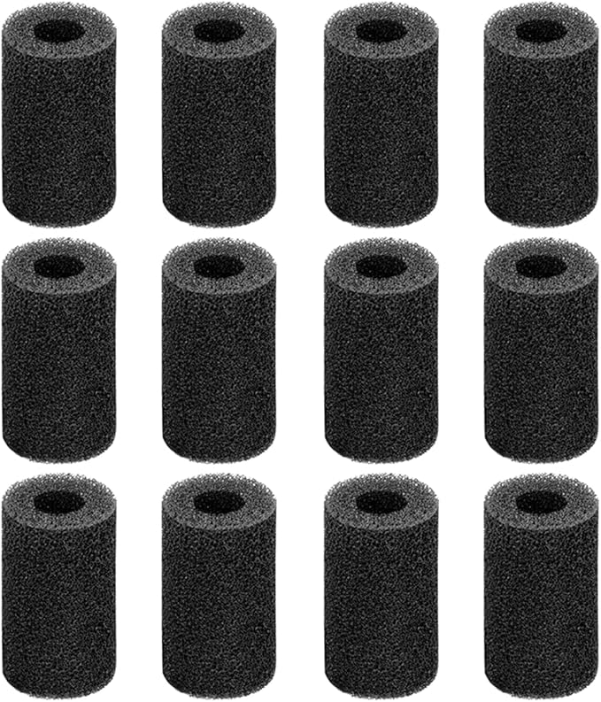 AQUANEAT 12-Pack Pre-Filter Sponge for Aquarium Shrimp Fry Fish Tank Filter Intake 0.4 Inch, Replacement Foam Cover-PawvioPets