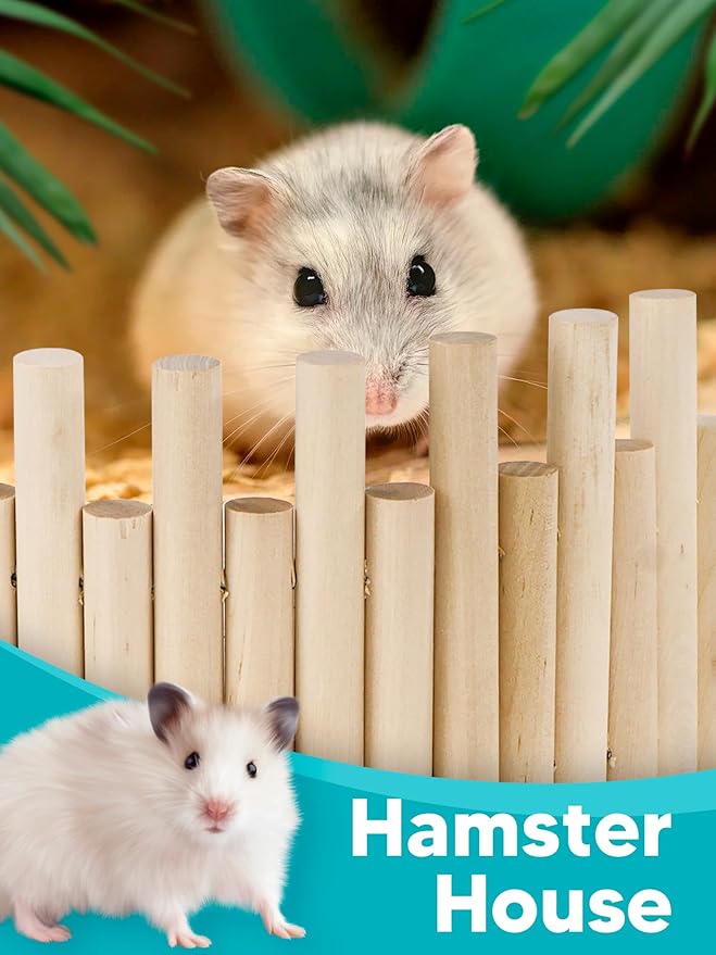 2PCS Wooden Hamster Fence, Bridge Cage Decor, Wooden Hamster Accessory 11.8in（3.93in High）-PawvioPets