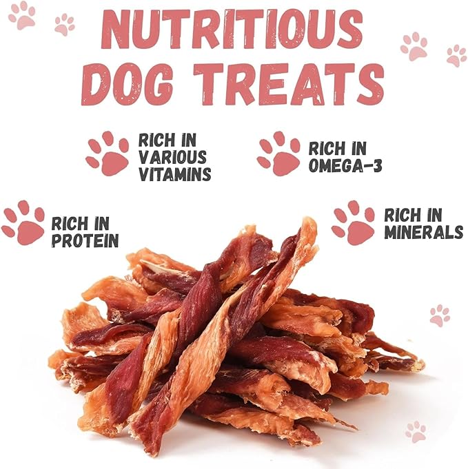 Dog Jerky Treats Triple Flavor Chicken Duck Wrapped Cod Twisted Sticks 5'', Rawhide Free Grain Free Dog Training Snacks Chews for Small Medium Large Dogs, 10.6 oz-PawvioPets