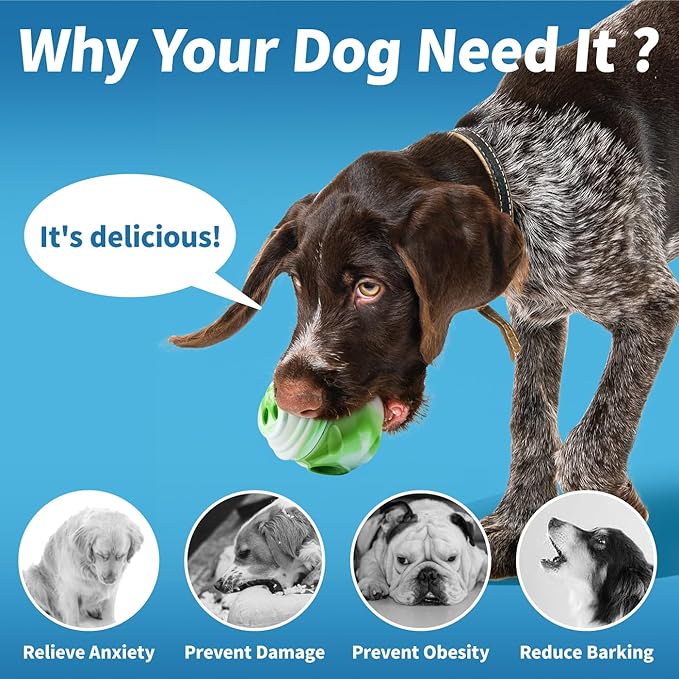 Dog Toy, Frozen Treat Toys, Treat Dispensing Chew Toy for Small Medium Large Dogs, Long-Lasting Interactive to Keep Pup Distracted & Reduces Anxiety, Freezable Fillable Dog Puzzle Toys - Green-PawvioPets