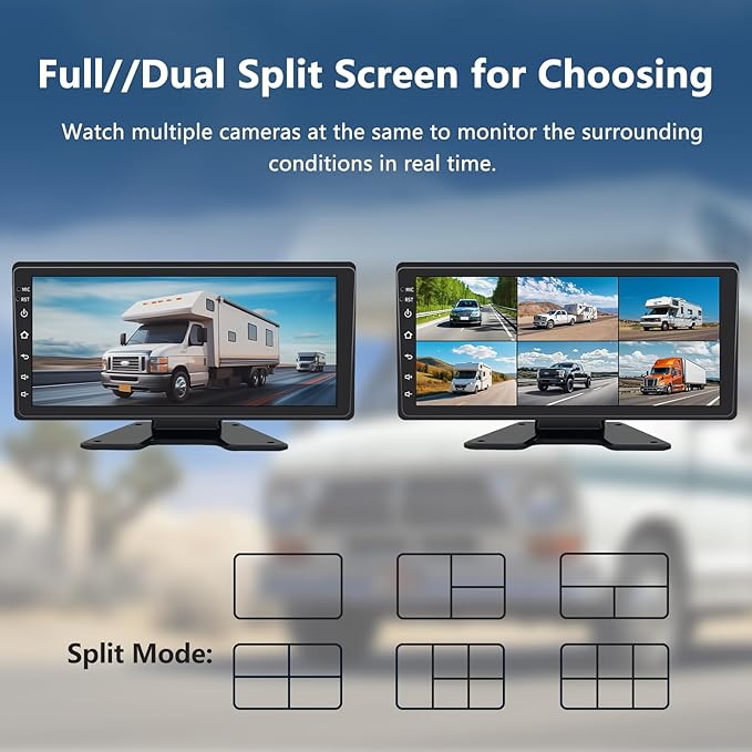 6 Channel Backup Camera System,1080P Rearview Camera with Carplay & Android Auto,GPS Navigation, Touchable 11 inch Monitor & Loop Recording DVR car Stereo, for RV/Truck/Trailer Pickup,128GB Card-PawvioPets