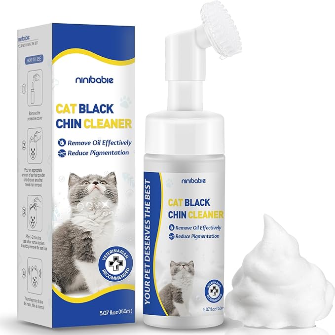Cat Black Seed Cleaner,Remove Cat Chin Blackheads,Cat Acne Chin Treatment,2-in-1 Wash and Brush,Cruelty-Free and Freshness 5.07 fl.oz-PawvioPets