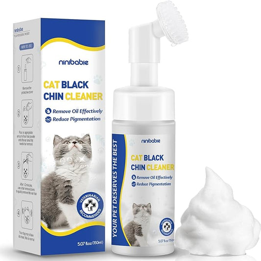 Cat Black Seed Cleaner,Remove Cat Chin Blackheads,Cat Acne Chin Treatment,2-in-1 Wash and Brush,Cruelty-Free and Freshness 5.07 fl.oz-PawvioPets
