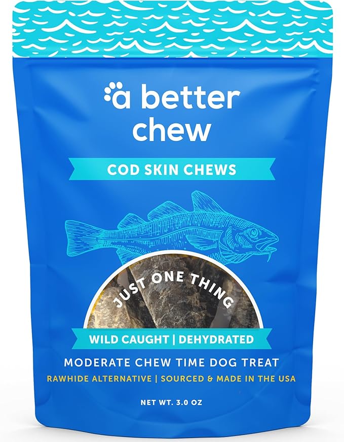 A Better CHEW – Wild Caught Cod Skin Dog Treats | Sourced and Made in The USA, Single Ingredient, Dehydrated | Natural, Healthy Alternative to Rawhides + Bully Sticks, Long Lasting Chew-PawvioPets