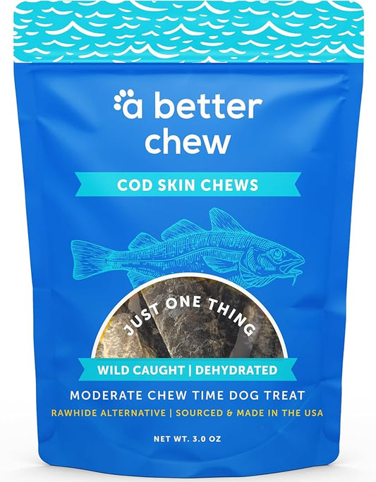 A Better CHEW – Wild Caught Cod Skin Dog Treats | Sourced and Made in The USA, Single Ingredient, Dehydrated | Natural, Healthy Alternative to Rawhides + Bully Sticks, Long Lasting Chew-PawvioPets