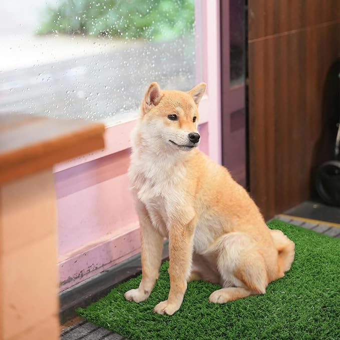 Dog Grass Mat, Synthetic Turf for Indoor/Outdoor Puppy Potty Training Durable, Drainable & Easy-Clean Pet Bathroom Mat for Small to Large Dogs Grass Only (34.6"x22.5")-PawvioPets