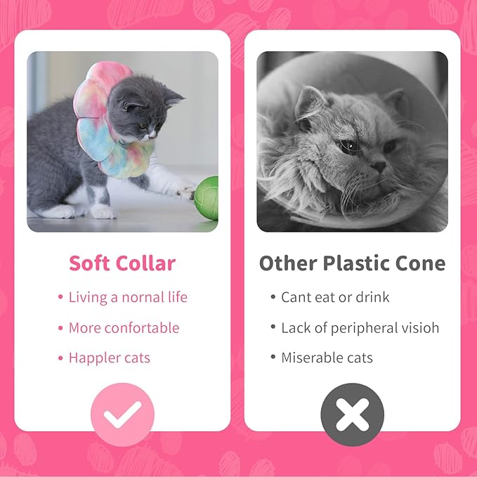 Dog Cat Surgical Recovery Cone Dog Protective Collar, Pet Recovery E-Collar Soft Neck Cone to Stop Licking Wound for Cats & Kittens Small Dog After Surgery-PawvioPets