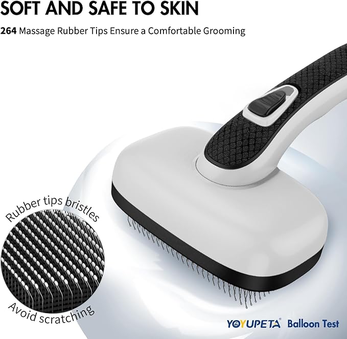 Dog Self Cleaning Slicker Brush for Shedding, Ideal for Short Long Haired Dogs, Including Cat. Removes Loose Fur, Undercoat, Mats, Tangled Hair. Suit for Large Medium Small Animal, Gray-PawvioPets